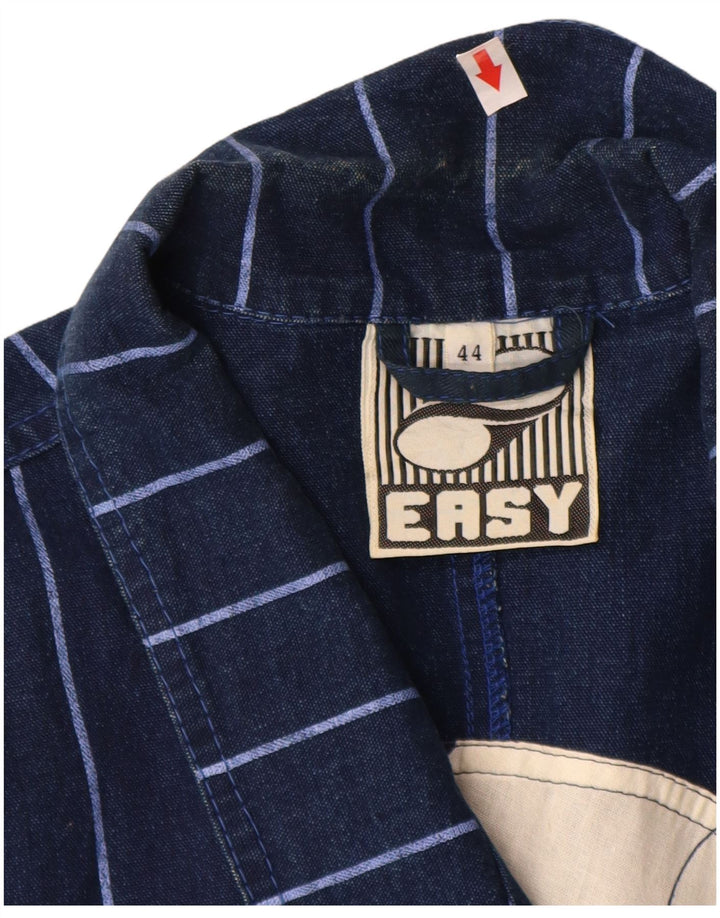 Easy Damen Denim-Blazer-Jacke, Größe IT 44, mittelmarineblau, gestreift, Baumwolle