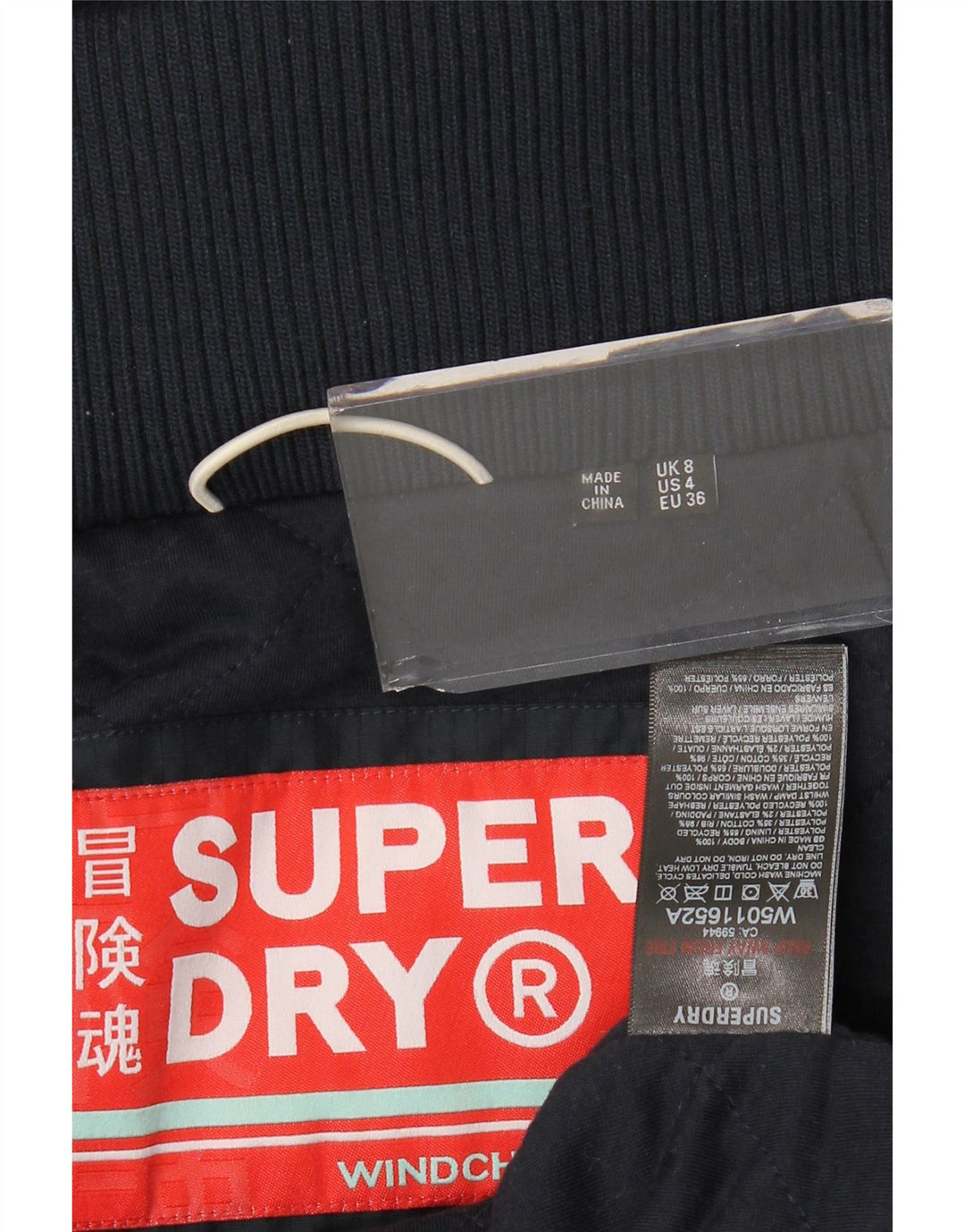 SUPERDRY Damen-Windbreakerjacke mit grafischer Kapuze, Gr. 8, Marineblau