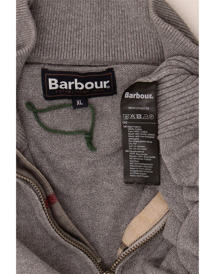 Barbour Herren-Pullover mit Reißverschluss, XL, graue Baumwolle