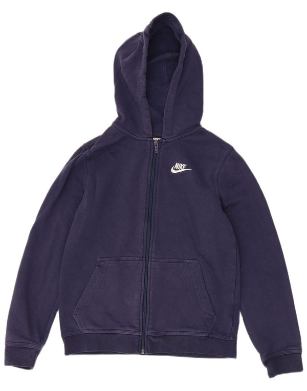 Nike Jungen-Kapuzenpullover mit Reißverschluss, 12–13 Jahre, groß, marineblau, Baumwolle, Sport