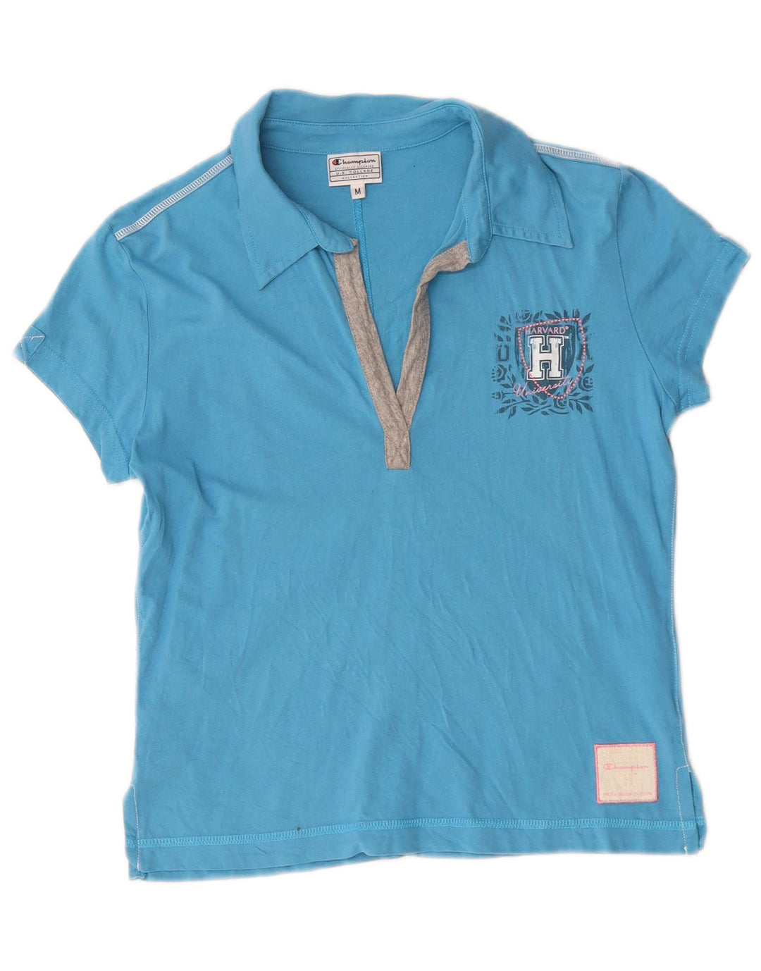Champion Womens Harvard University Poloshirt UK 12 Mittelblaue Baumwolle
