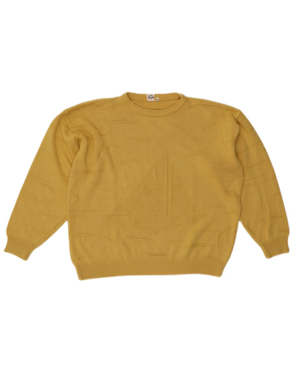 Vintage Damen Übergroßer Pullover mit Rundhalsausschnitt IT 50 XL Gelb