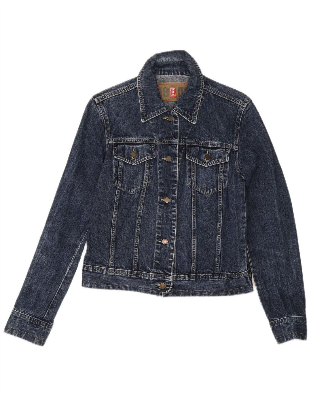 Stefanel Damen Crop Denim Jacke UK 12 Medium Navy Blue