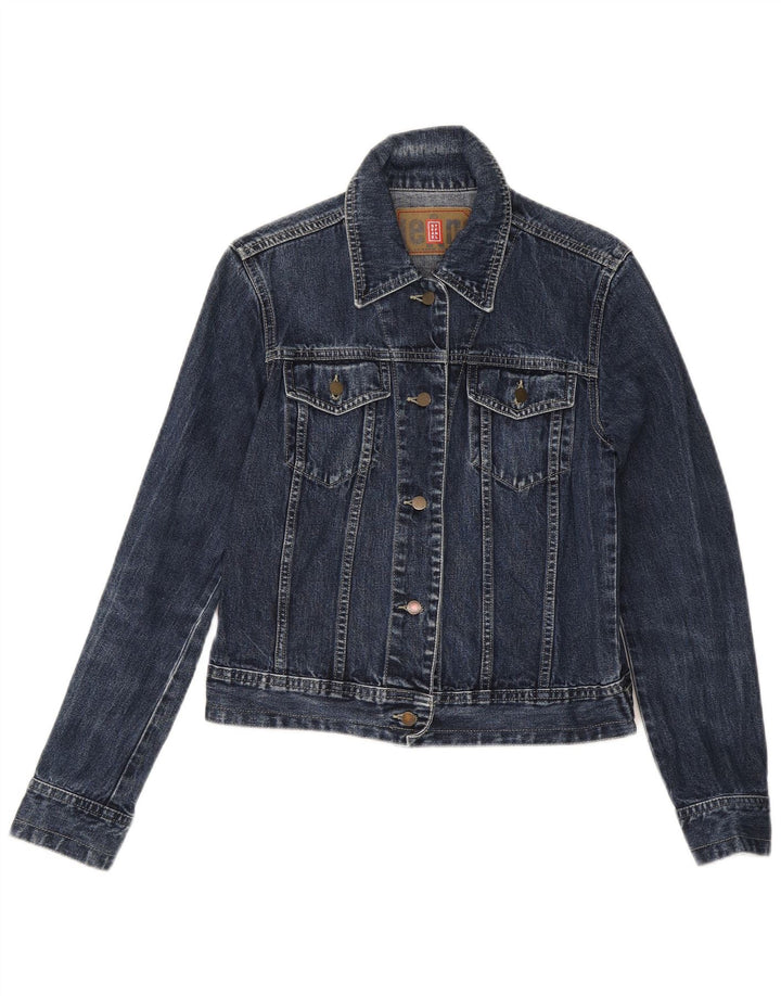 Stefanel Damen Crop Denim Jacke UK 12 Medium Navy Blue