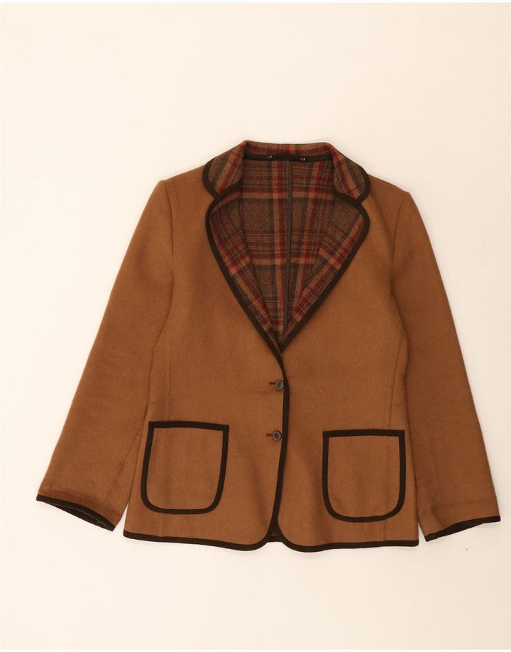 Lindner Damen-Blazerjacke mit 2 Knöpfen, IT 40, kleine braune Wolle