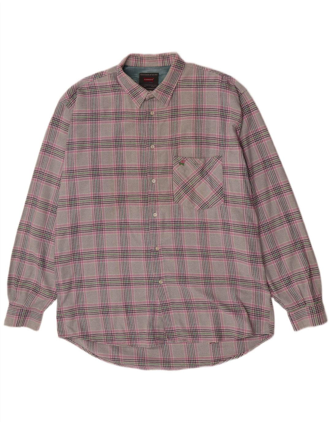 Carrera Herren-Flanellhemd mit normaler Passform, XL, grau karierte Baumwolle