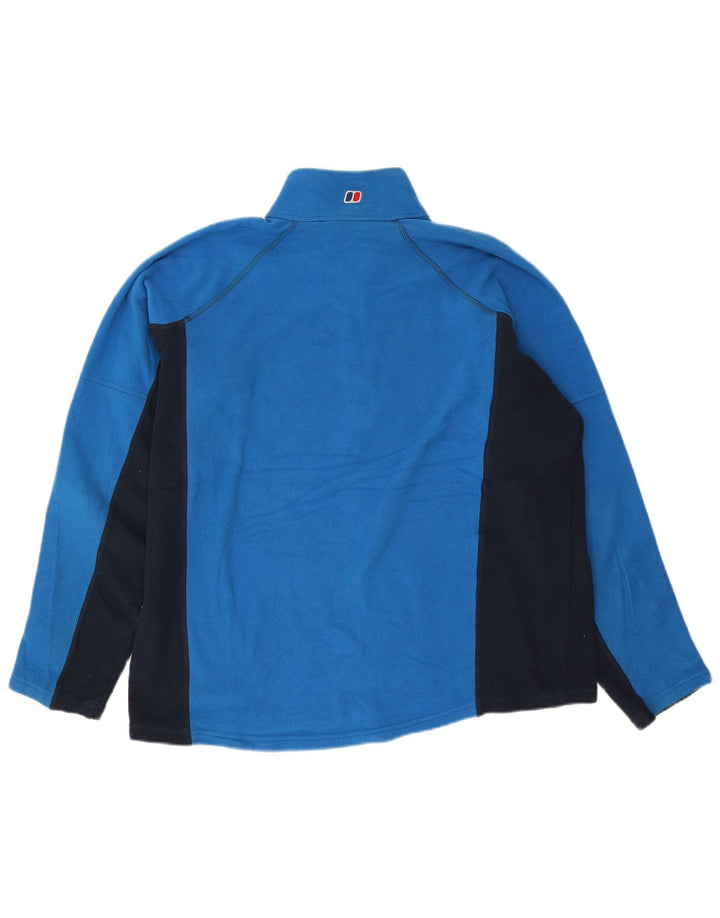 Berghaus Herren-Fleecepullover mit Reißverschluss am Hals, XL, blaues Farbblock-Polyester