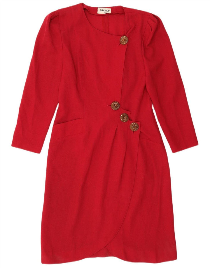 MARIKA Womens Wrap Sheath Dress UK 12 Medium Red