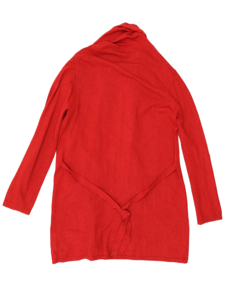 Zara Damen Longline Open Cardigan Pullover UK 12 Mittelrote Viskose