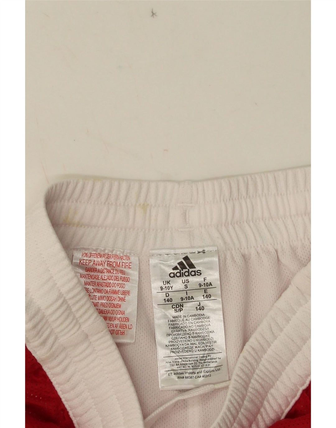 Adidas Sportshorts für Jungen, 9–10 Jahre, rotes Colourblock-Polyester