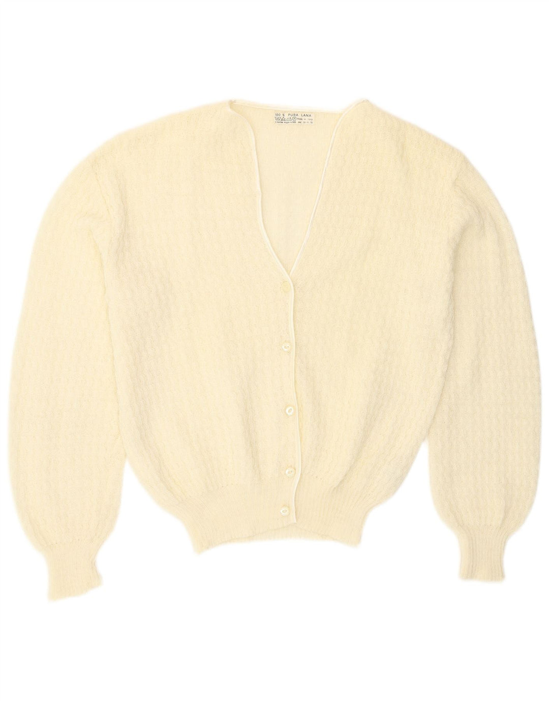 Vintage Damen Cardigan Pullover UK 16 Große cremefarbene Wolle