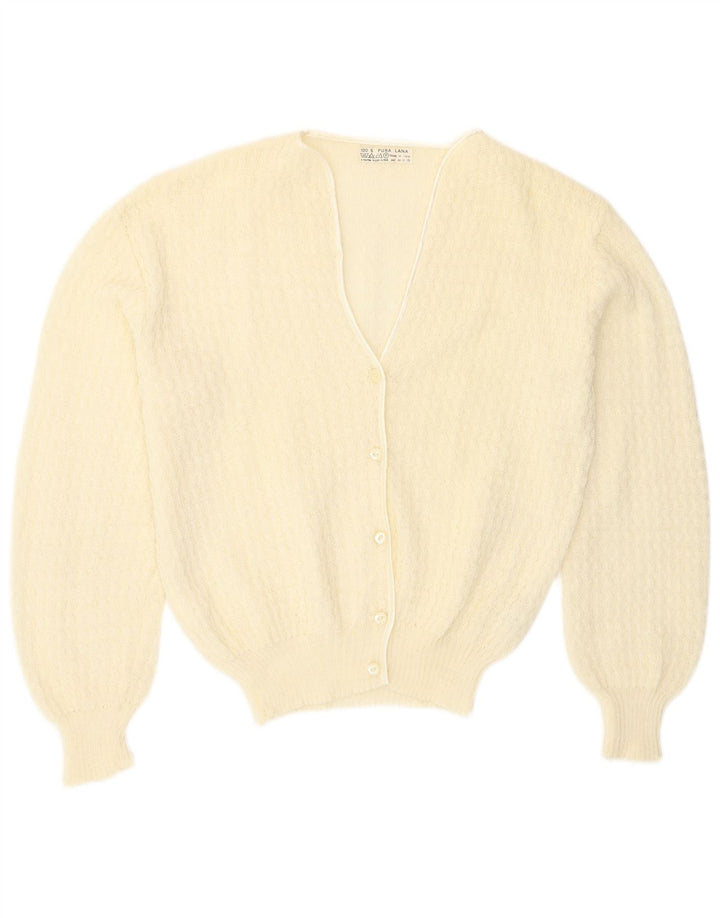 Vintage Damen Cardigan Pullover UK 16 Große cremefarbene Wolle