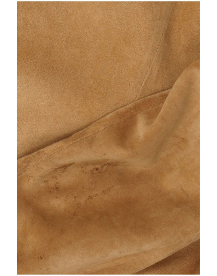 Vintage Damen 2-Knopf-Wildleder-Blazerjacke UK 14 Mittelbraun