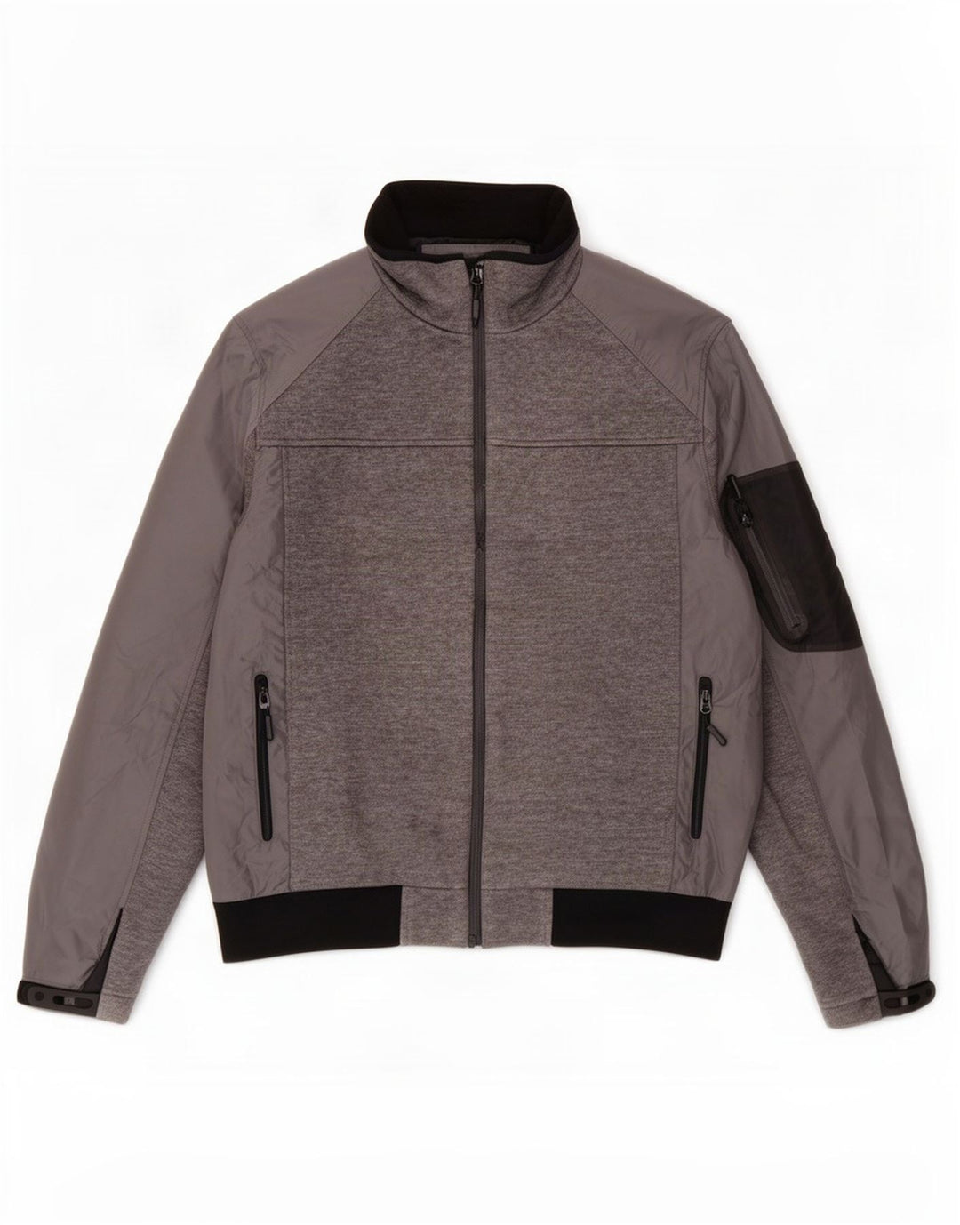 Zara Herren Bomberjacke UK 44 2XL Graues Colourblock-Polyester