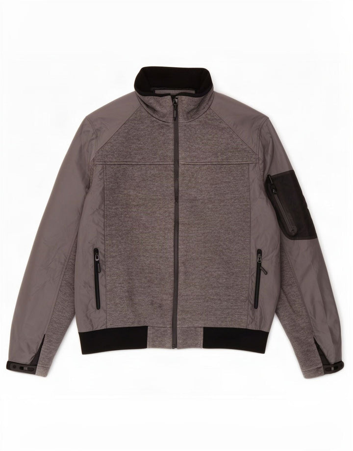 Zara Herren Bomberjacke UK 44 2XL Graues Colourblock-Polyester