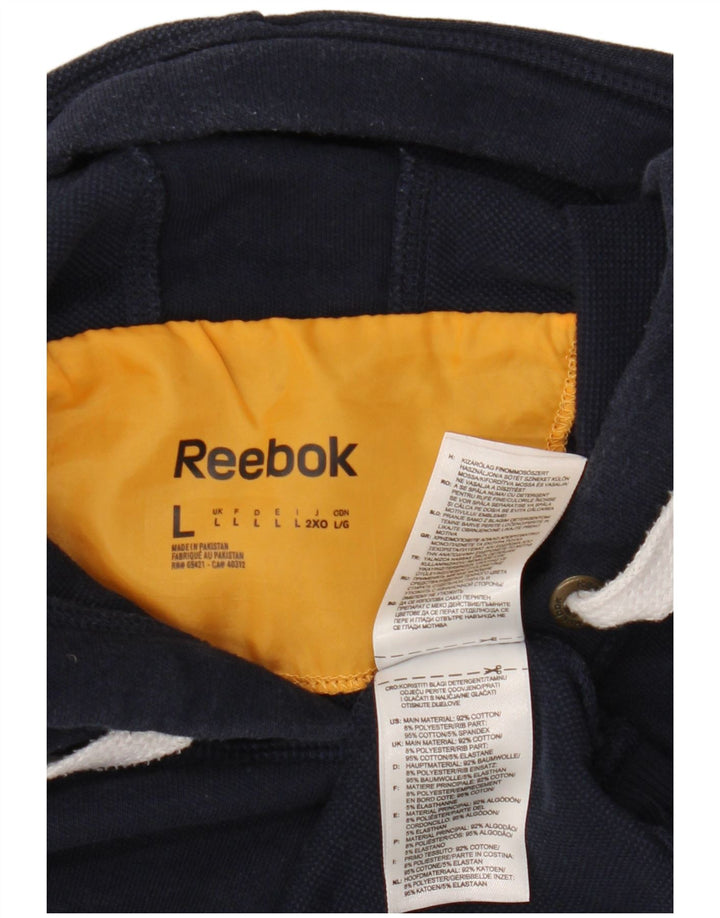 REEBOK Herren-Kapuzenpullover mit Grafik, groß, marineblau, Baumwolle
