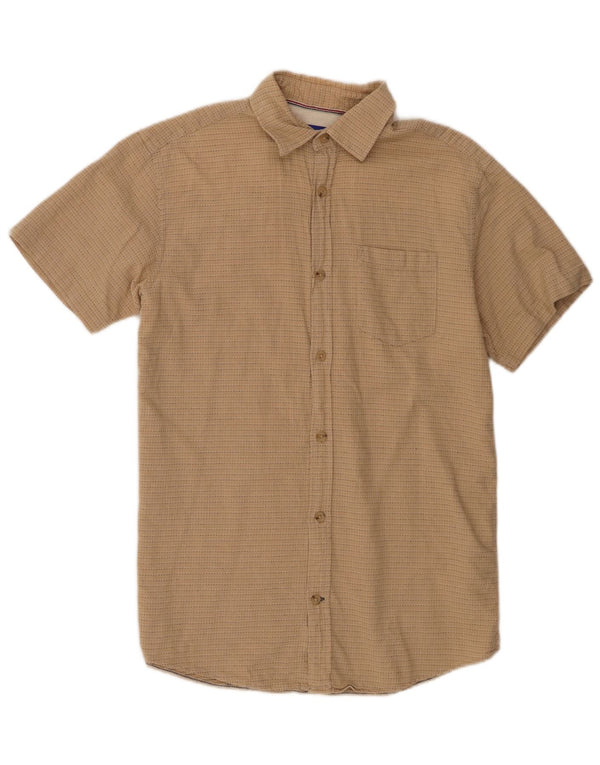 Jack & Jones Herren Kurzarmhemd Small Beige Nadelstreifen Baumwolle