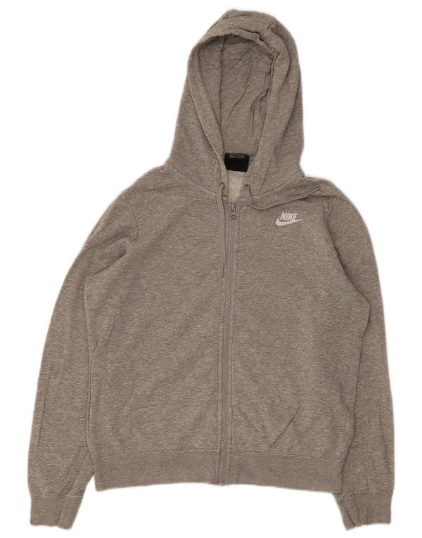Nike Damen-Pullover mit übergroßem Reißverschluss und Kapuze, UK 10, Größe S, Grau, Baumwolle