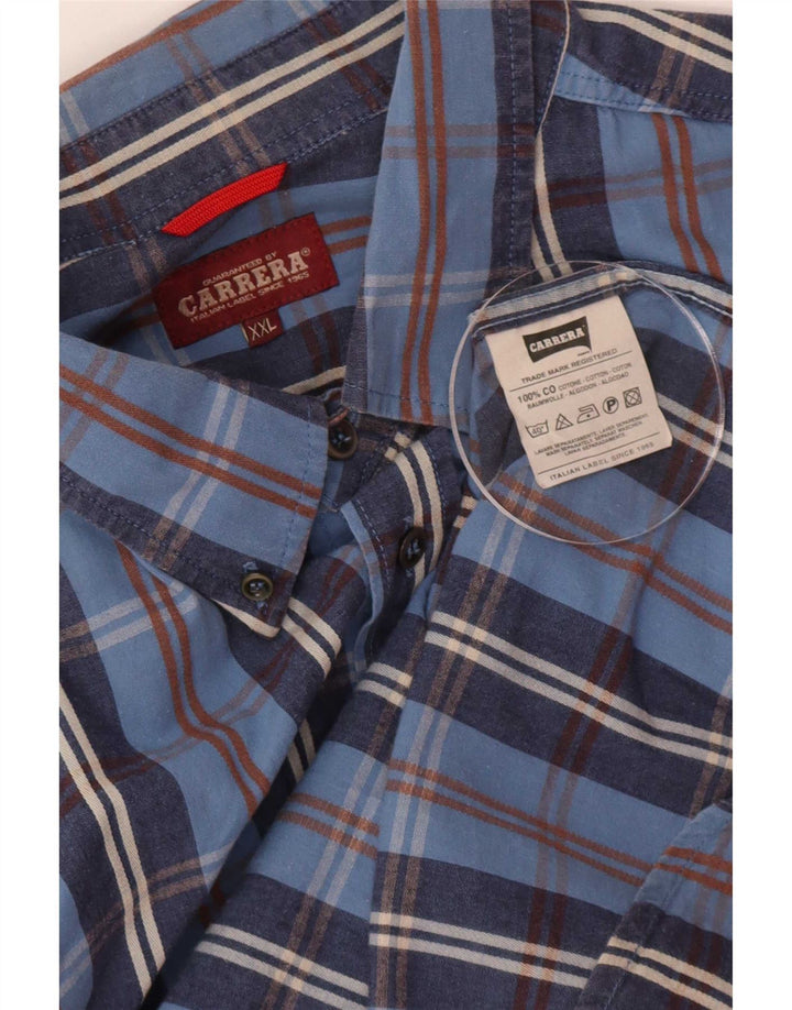 Carrera Herrenhemd 2XL Blau kariert Baumwolle