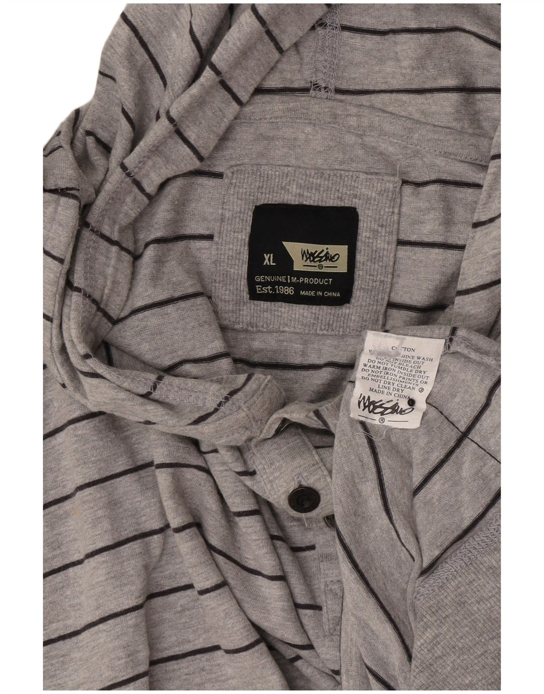 Mossimo Herren Kapuzenpullover XL grau gestreift aus Baumwolle