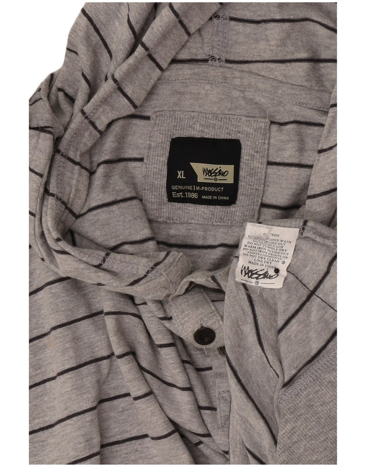 Mossimo Herren Kapuzenpullover XL grau gestreift aus Baumwolle