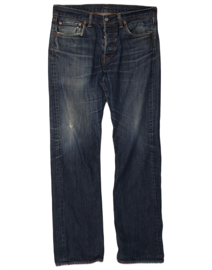 Levi's Herren 501 Distressed Straight Jeans W32 L32 Blaue Baumwolle