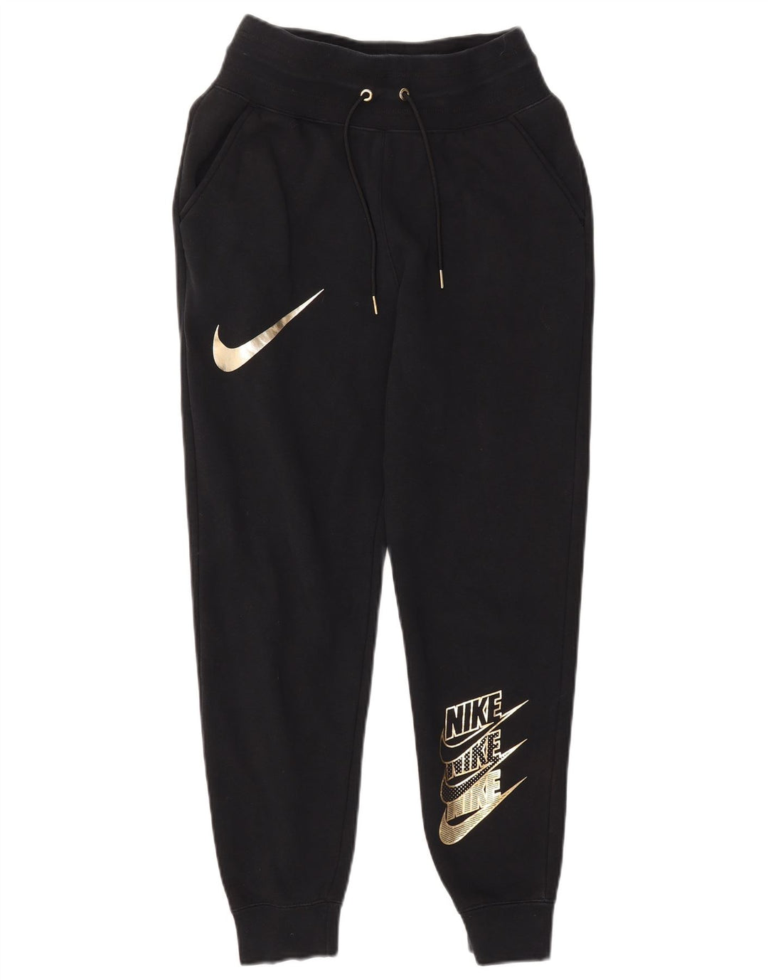 NIKE Damen-Trainingsanzug mit Grafik, Jogginghose, UK 10, Größe S, Schwarz, Baumwolle
