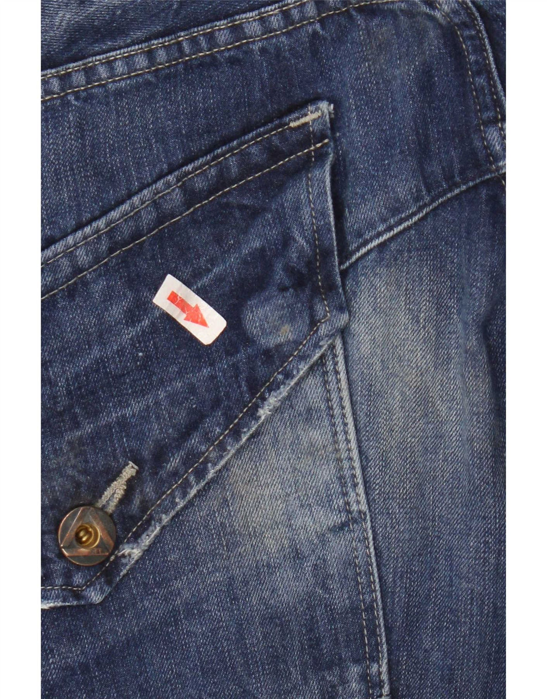 G-Star Herren Straight Jeans W36 L32 Blaue Patchwork-Baumwolle