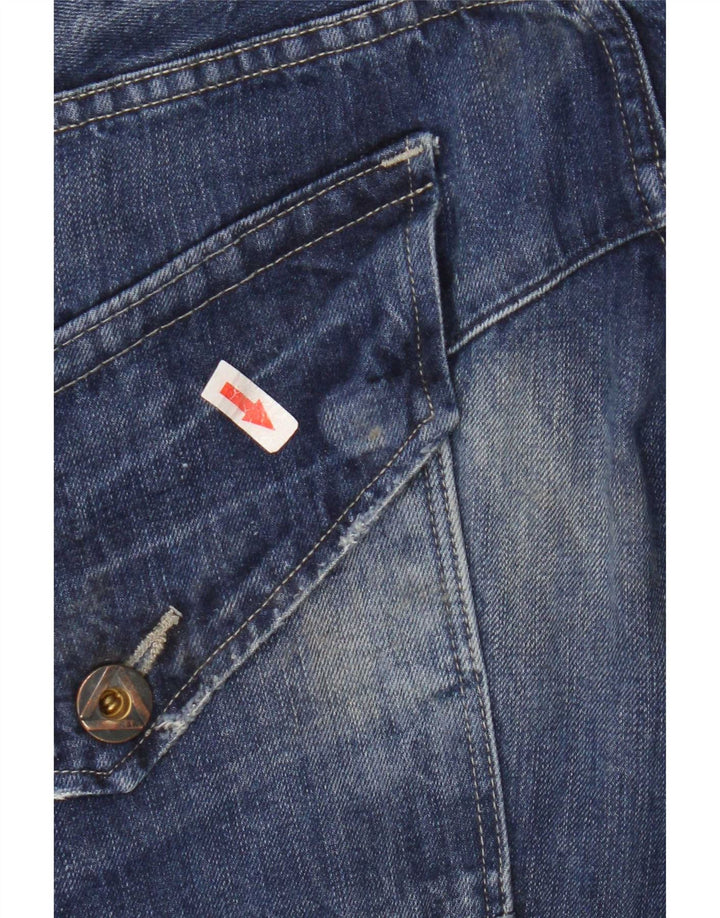 G-Star Herren Straight Jeans W36 L32 Blaue Patchwork-Baumwolle