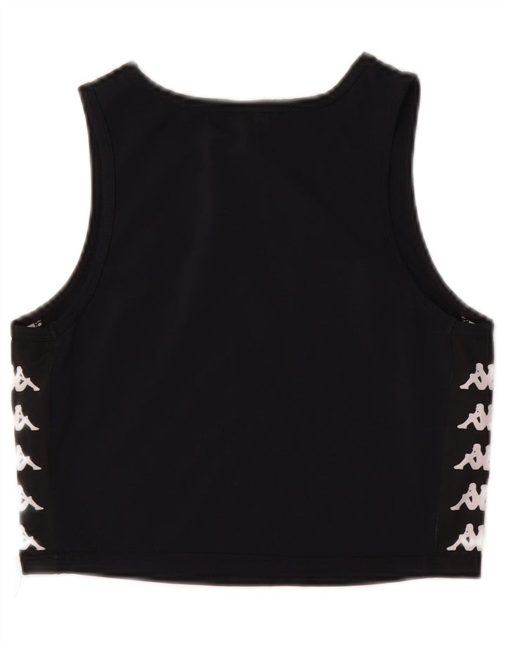 Kappa Damen Crop Graphic Vest Top UK 12 Medium Schwarz