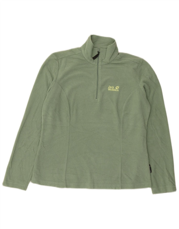 Jack Wolfskin Damen-Fleecepullover mit Reißverschluss am Hals, UK 16, Größe L, grün, Polyester