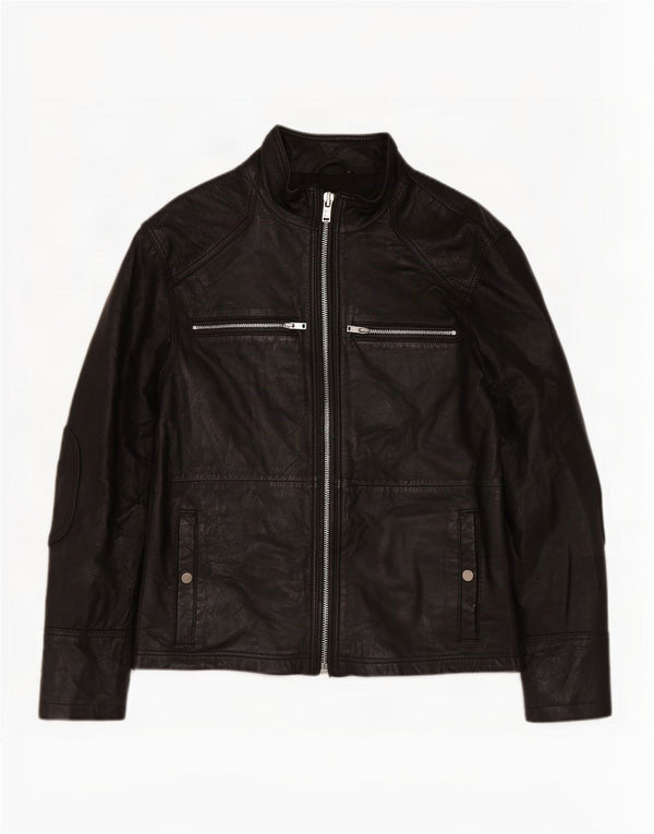 BARNEYS Herren Lederjacke UK 38 Medium Schwarz