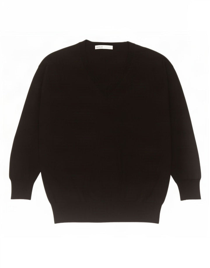 Zara Damen-Pullover, übergroß, V-Ausschnitt, Gr. 10, Größe S, Schwarz, Polyester