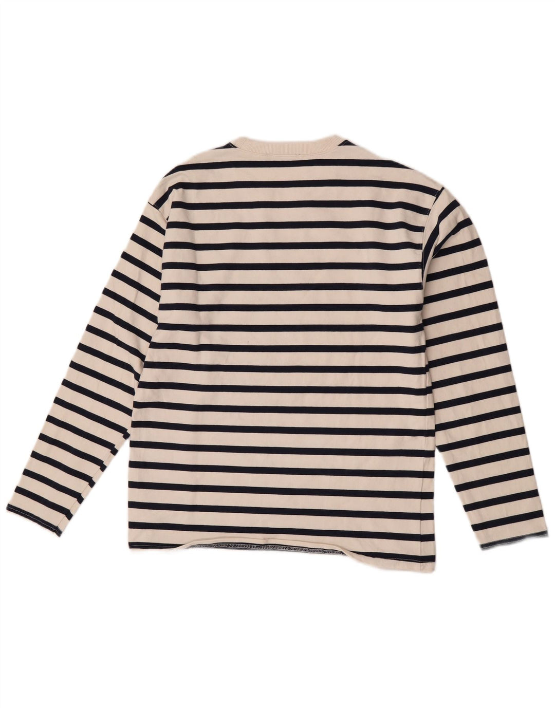 Zara Damen Top Langarm UK 12 Mittelweiß gestreift