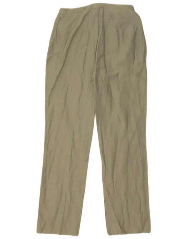 Max & Co. Gerade Freizeithose für Damen, UK 14, Größe L W34 L31, grünes Leinen
