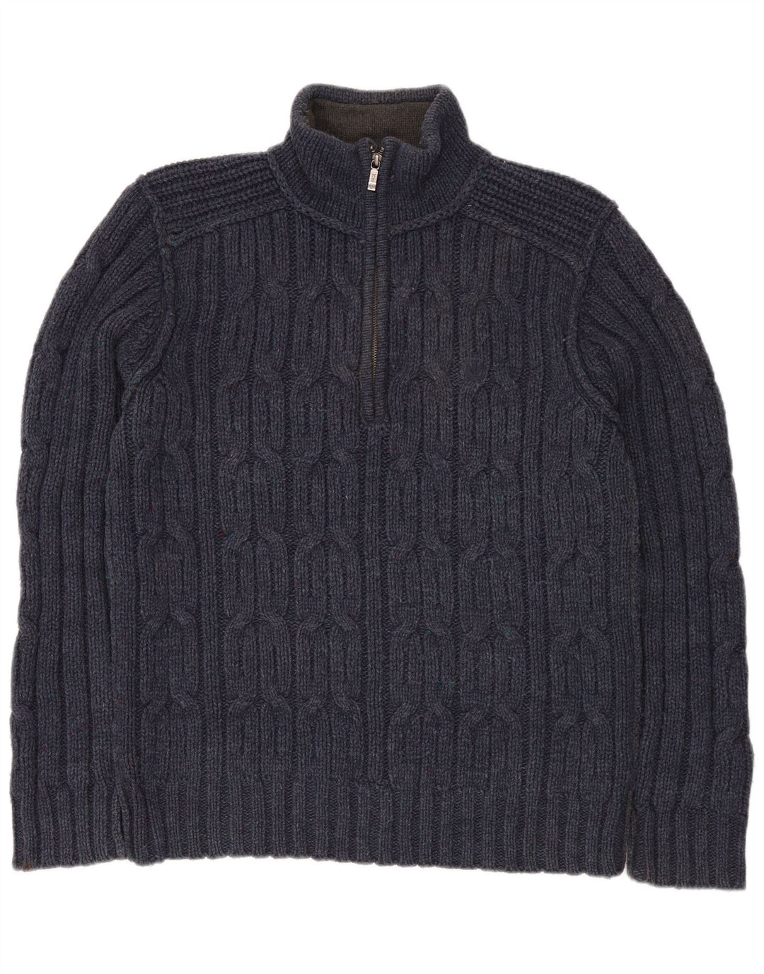 Fat Face Herren-Pullover mit Reißverschluss am Hals, mittlere marineblaue Lammwolle