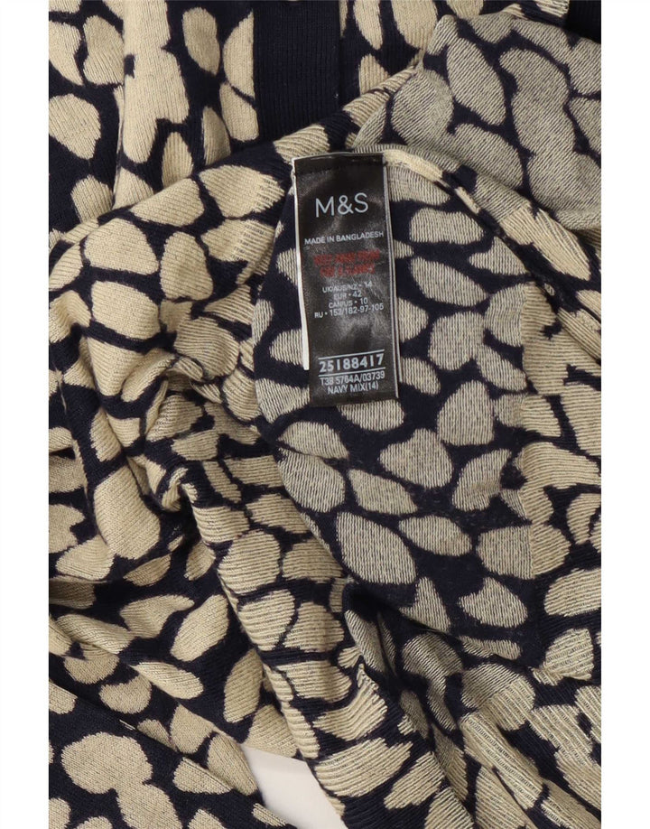Marks & Spencer Damen-Strickjacke, Gr. 14, Mittelschwarz, geometrisch