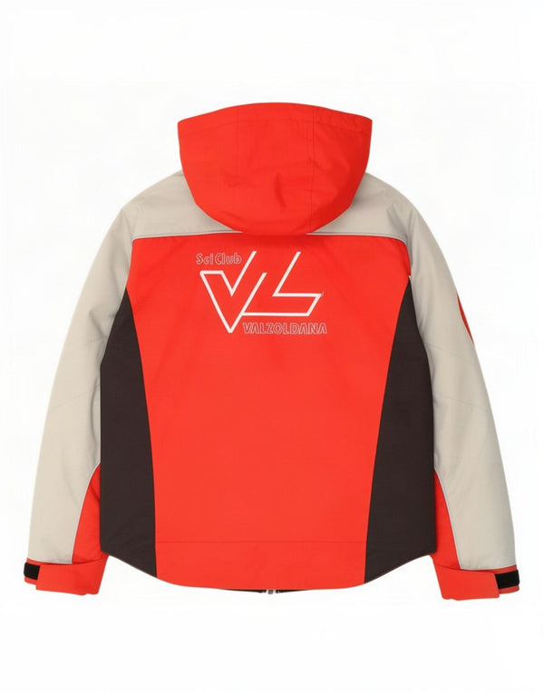 Dialto Mens Graphic Hooded Ski Jacket UK 40 Large Red Colourblock Nylon