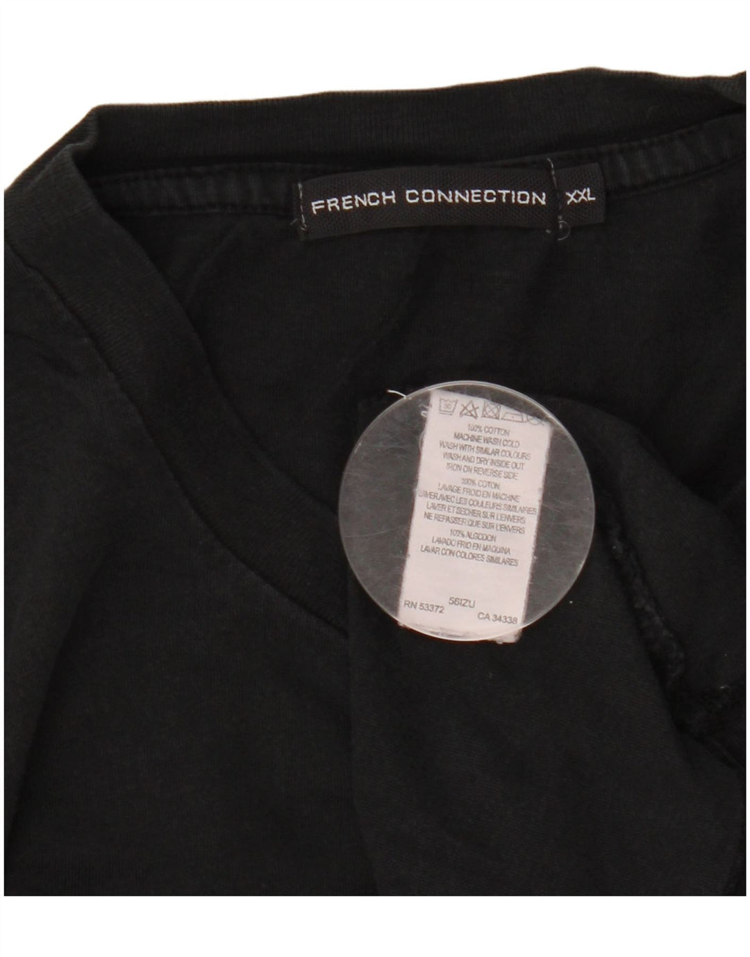 French Connection Herren-T-Shirt mit Grafik, 2XL, schwarze Baumwolle