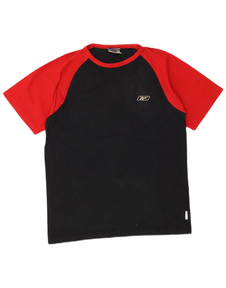 Reebok Herren T-Shirt Top Small Schwarz Colourblock Baumwolle
