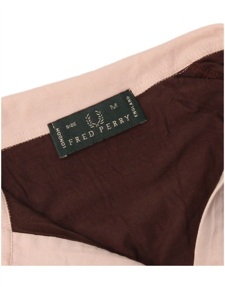 Fred Perry Damen Poloshirt UK 12 Mittelbraun Farbblock