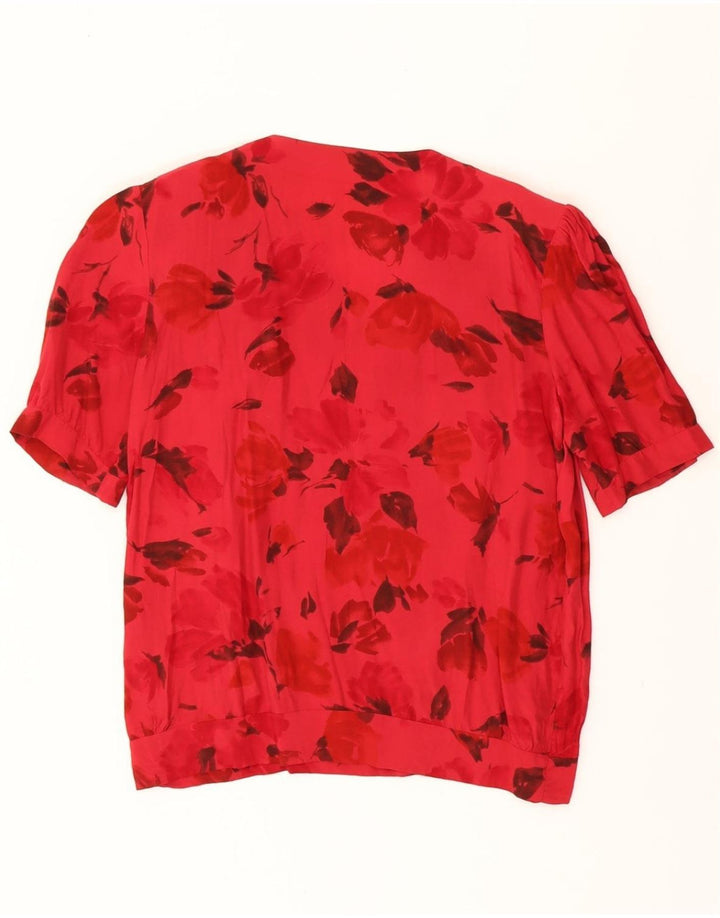 VINTAGE Womens Blouse Top UK 14 Medium Red Floral Vintage Vintage and Second-Hand Vintage from Messina Hembry 