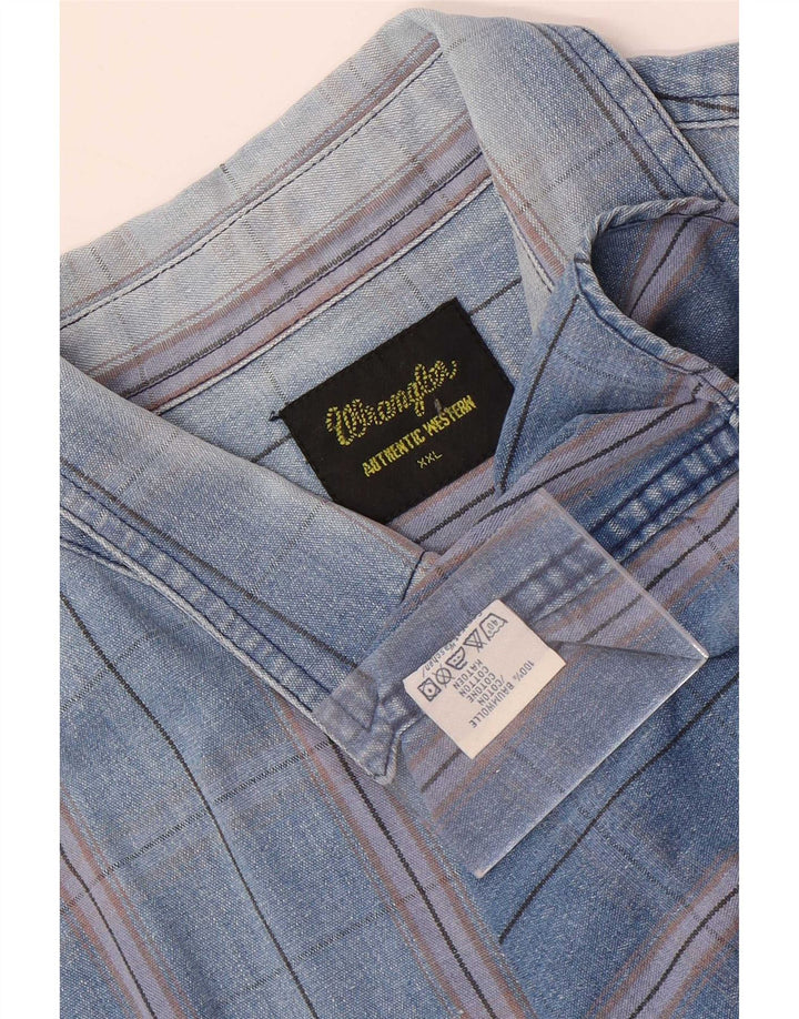 Wrangler Herren-Westernhemd 2XL, blau kariert, Baumwolle