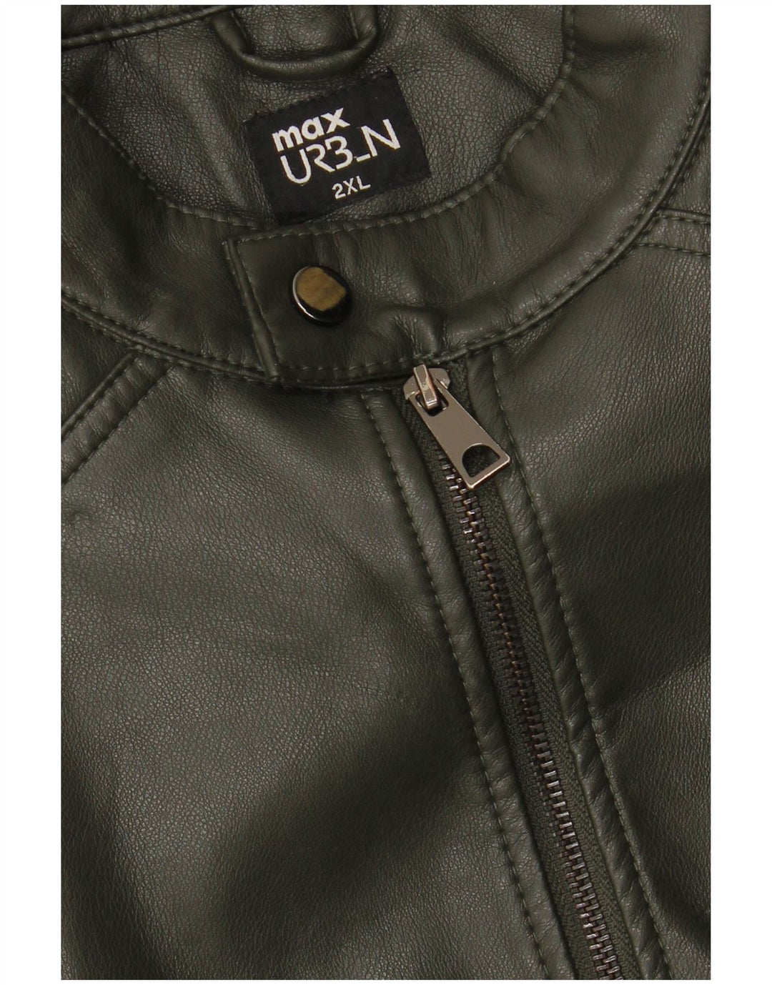 MAX Mens Faux Leather Jacket UK 44 2XL Green Polyurethane