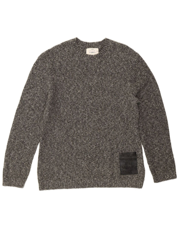 Zara Jungen-Pullover mit Rundhalsausschnitt, 11–12 Jahre, grau gesprenkelte Baumwolle