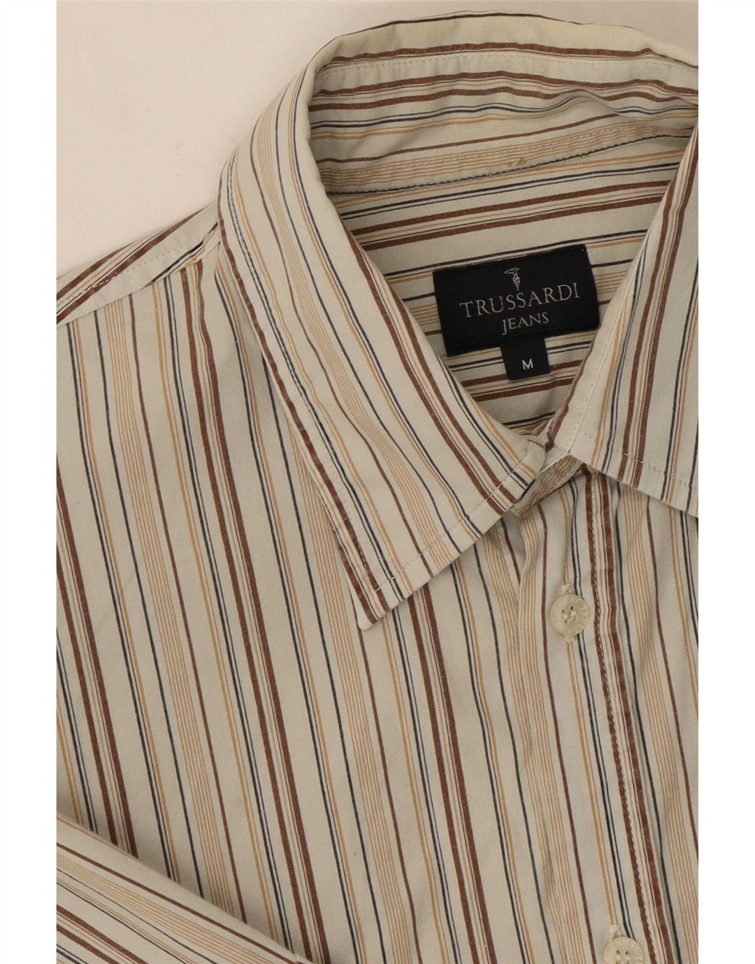 Trussardi Jeans Herren Kurzarmhemd Mittelbeige gestreift