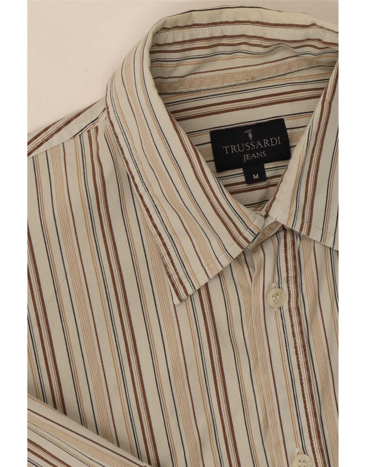 Trussardi Jeans Herren Kurzarmhemd Mittelbeige gestreift