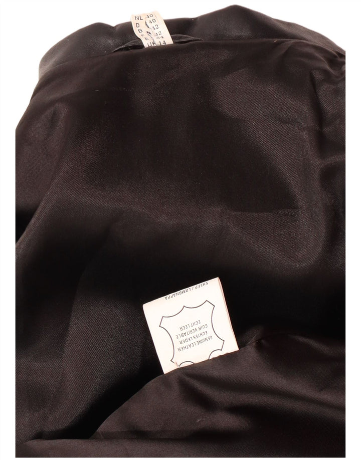 Vintage Damen Ledermantel UK 14 Mittelschwarzes Leder