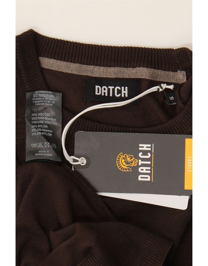 DATCH Herren-Pullover mit Rundhalsausschnitt, Größe S, braune Viskose
