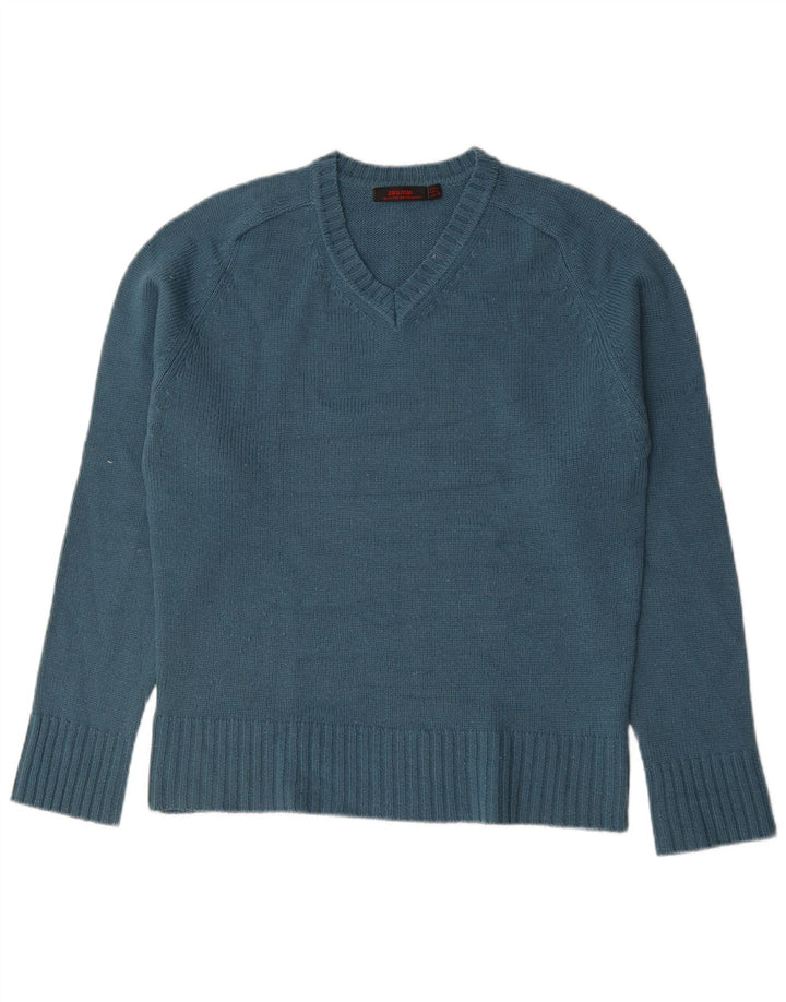 Zara Herren-Pullover mit V-Ausschnitt, groß, Acryl, Blau